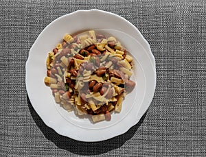 Mixed pasta and borlotti beans dish