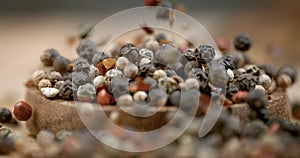 Mixed peppercorns. Dry mix peppercorns close up