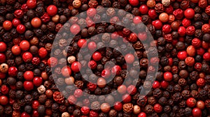 Mixed Peppercorns on Graded Background, Top View