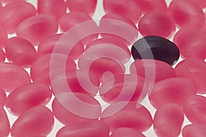 Mixed pink, white and black bean candy sweets