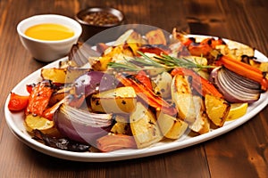 mixed platter of grilled root vegetables