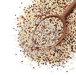 Mixed quinoa seeds and spoon