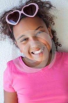 Mixed Race African American Girl Child Heart Shaped Sunglasses