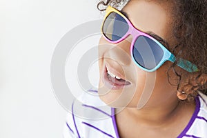 Mixed Race African American Girl Child Smiling Sunglasses