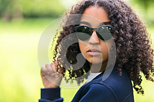 Mixed Race African American Girl Teen Sunglasses