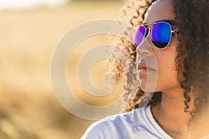 Mixed Race African American Girl Teen Sunglasses Perfect Teeth