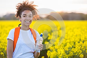 Mixed Race African American Girl Teenager Hiking