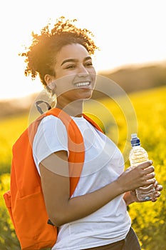 Mixed Race African American Girl Teenager Hiking