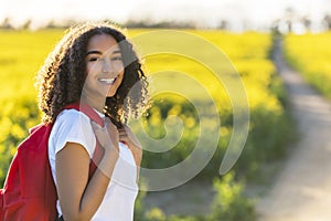 Mixed Race African American Girl Teenager Hiking