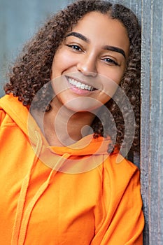 Mixed Race African American Girl Teenager With Perfect Teeth