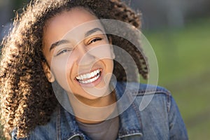 Mixed Race African American Girl Teenager With Perfect Teeth