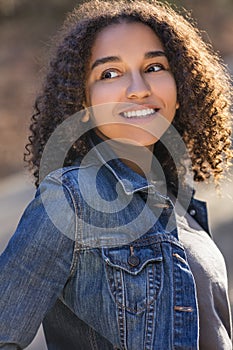 Mixed Race African American Girl Teenager With Perfect Teeth