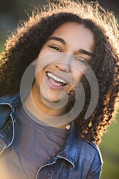 Mixed Race African American Girl Teenager With Perfect Teeth