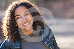 Mixed Race African American Girl Teenager With Perfect Teeth