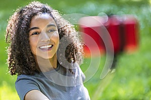 Mixed Race African American Girl Teenager Selfie Stick