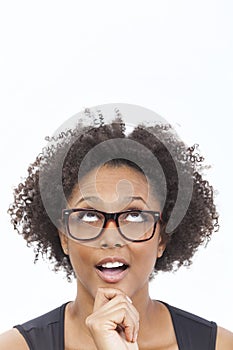 Mixed Race African American Girl Wearing Glasses