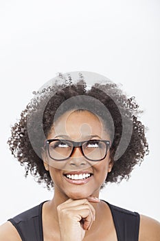 Mixed Race African American Girl Wearing Glasses