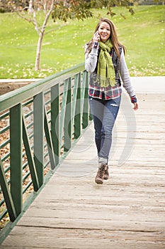 Mixed Race Attractive Teen Using Cell Phone