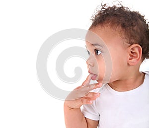 Mixed Race Baby Toddler Boy on White