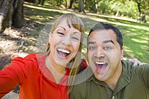 Mixed Race Couple Self Portrait at the Park