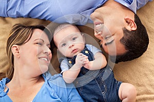 Mixed Race Family on a Blanket