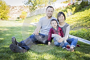 Mixed Race Family Having Fun Outside