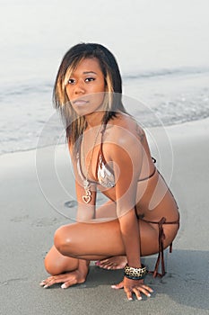 Mixed race girl on a beach