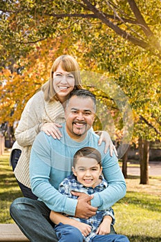 Mixed Race Hispanic and Caucasian Family Outdoor Portrait at the Park