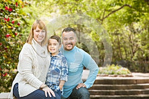 Mixed Race Hispanic and Caucasian Family Portrait at the Park