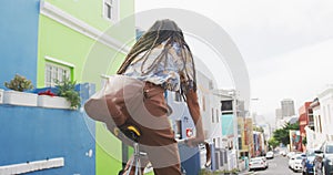 Mixed race man on his bike