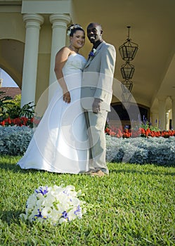 Mixed race wedding couple