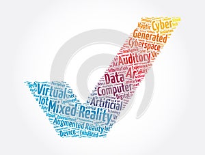 Mixed Reality word cloud, technology concept background