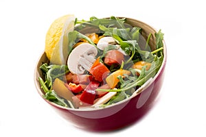 Mixed salad with arugula, mushrom