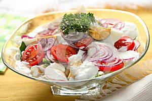 Mixed salad on the dish