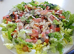 Mixed salade almond, Clean food, healthy food, photo