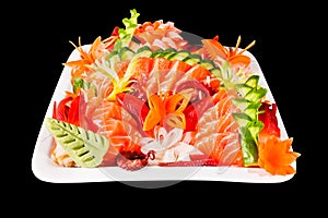 Mixed sashimi in white plate