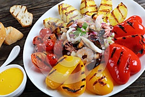 Mixed sea food salad on plate