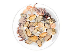 Mixed seafood plate.