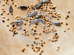 Mixed seeds for bird feeding