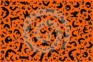 Mixed shapes and patterns on orange background for design material or print
