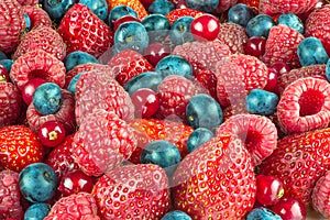 Mixed summer berries background