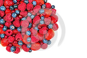 Mixed summer berries isolated on white background