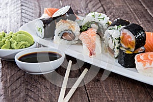 Mixed Sushi on a plate