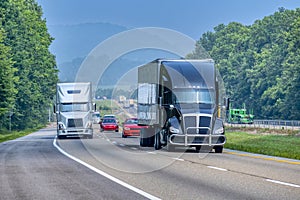 Mixed Traffic On Rural Section Of Tennessee Interstate Highway