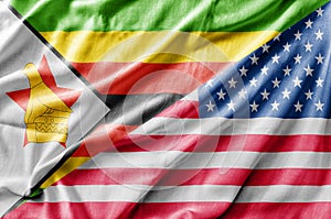 Mixed USA and Zimbabwe flag, three dimensional render
