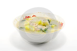 Mixed vegetable soup isolate on white