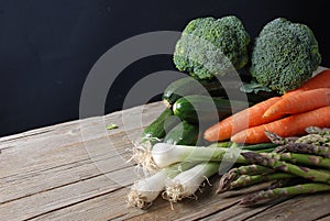Mixed vegetables on board