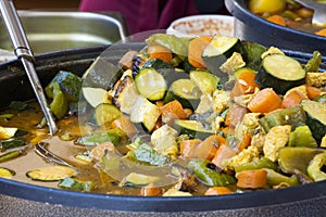 Mixed vegetables cooked in a pan. Vegan diet