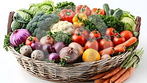 Mixed vegetables in craft basket.