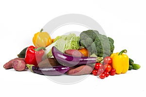 Mixed of Vegetables and Fruits stack isolated
